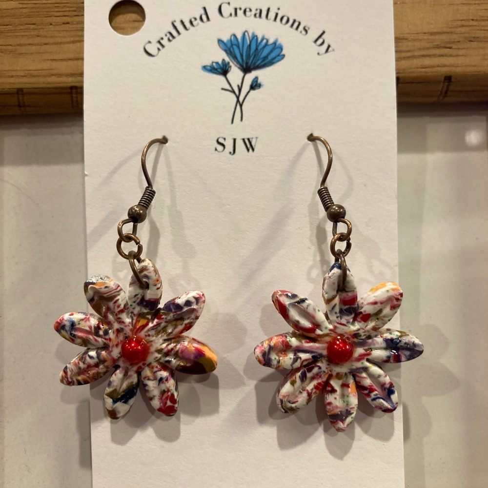 Colorful Floral Drop Earrings